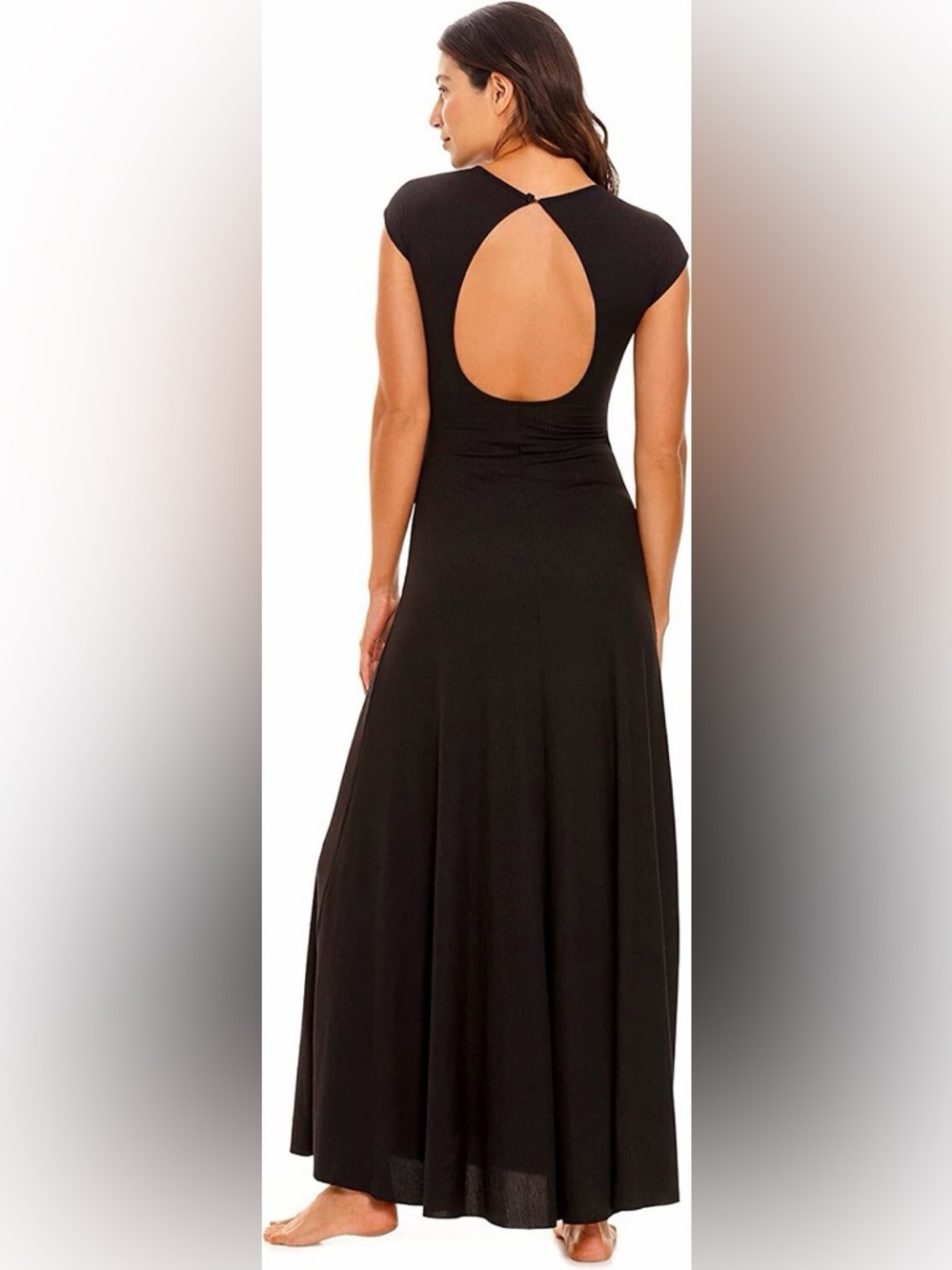 Agua Bendita Ailana Vita Black ribbed Tie-Back cutout Maxi Dress - Picture 3 of 10